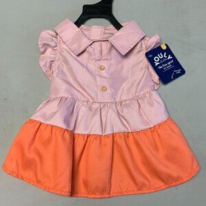 Youly Pet Dog Dress Small Costume‎ Orange Pink Collared Neckline Puffy Sleeves